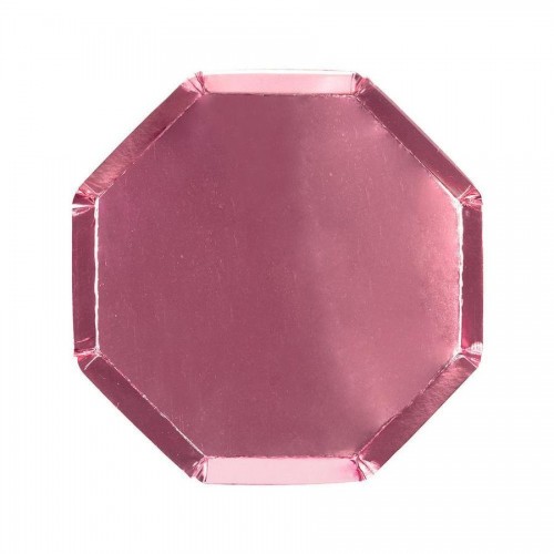 8 Holographic Pink Octagonal Dessert Plates