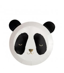 8 Assiettes Panda avec dorure