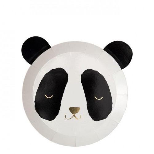 8 Assiettes Panda avec dorure