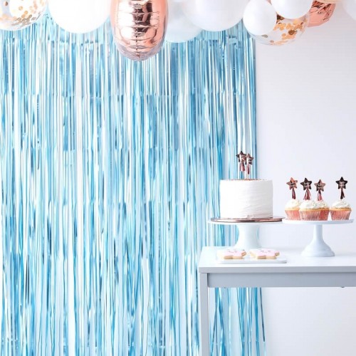 Matt Blue Fringe Curtain