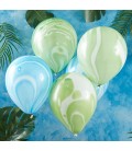 Grün & Blau marmorierte Luftballons