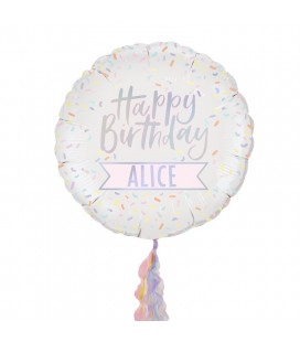 Ballon Mylar Happy Birthday Personnalisé - Pastel Party