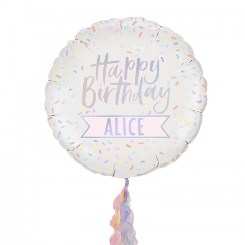 Personalized Happy Birthday Foil Balloon - Pastel Party