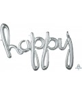 Ballon Mylar Argent Happy