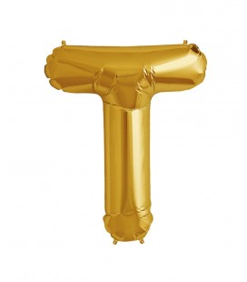 Gold Letter T Mylar Balloon