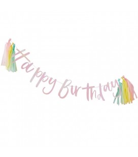 Happy Birthday Iridescent Bunting - Pastel Party