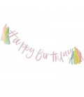 Happy Birthday Iridescent Bunting - Pastel Party
