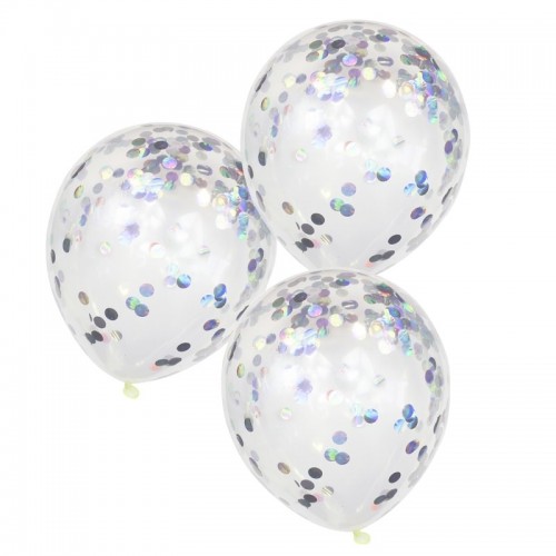 5 Iridescent Confetti Balloons