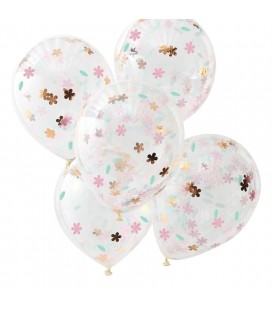 5 Ballons Confettis Floraux