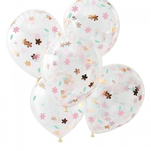 5 Floral Confetti Balloons