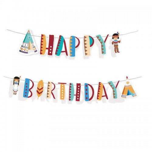 Little Indian Happy Birthday Banner
