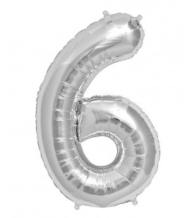 Silver Mylar Ballon Number 6