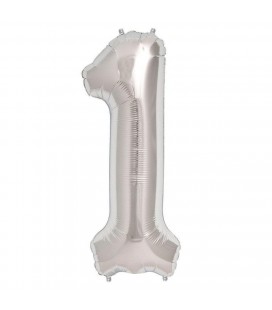 Ballon Mylar Argent Chiffre 1