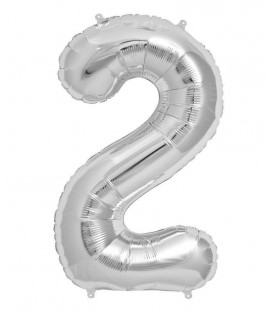 Silberner Folienballon Nummer 2