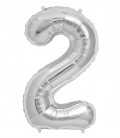 Ballon Mylar Argent Chiffre 2