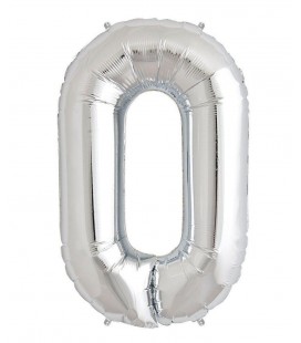 Silver Mylar Ballon Number 0