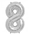 Ballon Mylar Argent Chiffre 8