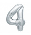 Silberner Folienballon Nummer 4