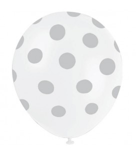 6 Ballons à Pois Argentés