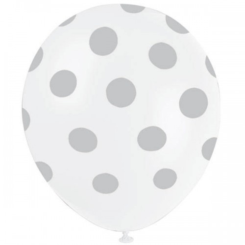6 Silver Dots Balloons