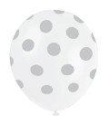 6 Ballons à Pois Argentés