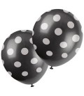 6 Schwarze Luftballons mit Tupfen