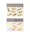 Gold & Neon Feather Temporary Tattoos