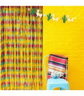 Viva La Fiesta Foil Multi Colored Fringe Curtain