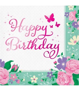 Floral Fairy "Happy Birthday" Luncheon Napkins