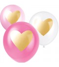 6 Gold Heart Balloons