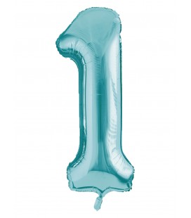Powder Blue Mylar Balloon Number 1