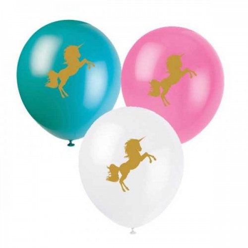 8 Ballons Latex Licorne