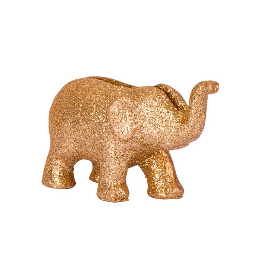 4 Gold Glitter Elephant Place Card Holder