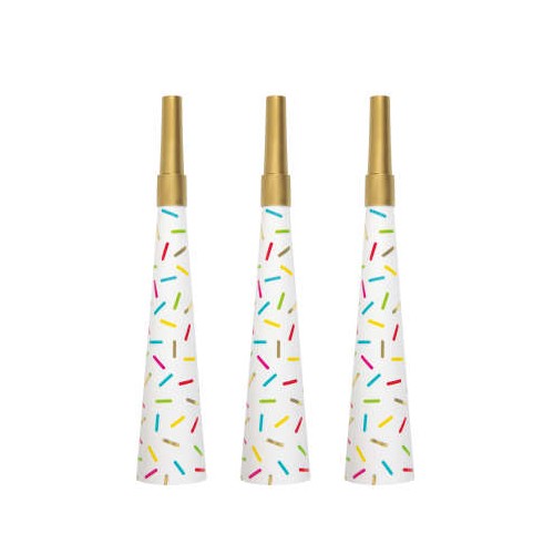 4 Gold Confetti Horns