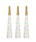 4 Trompettes Dorées Confettis