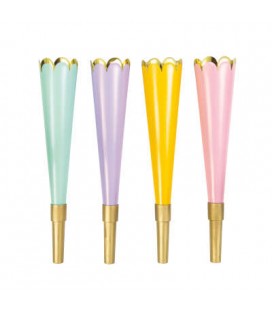 4 Gold Scalloped Horns