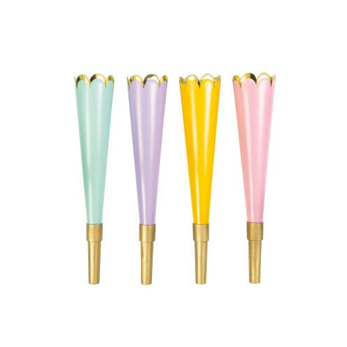 4 Gold Scalloped Horns