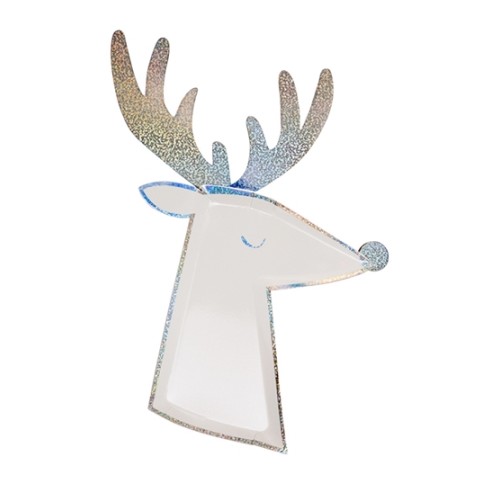 8 Grandes Assiettes Renne scintillant 8 Large Shimmering Reindeer Plates 8 Große schimmernde Rentierteller