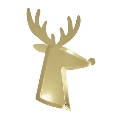 8 Grandes Assiettes Renne doré