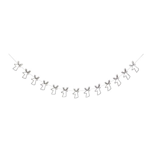 Reindeer garland with silver glitter