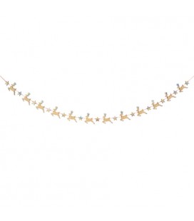 Wooden Reindeer and Stars Garland