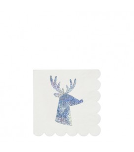 6 Small Holographic Reindeer Napkins