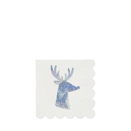 6 Small Holographic Reindeer Napkins