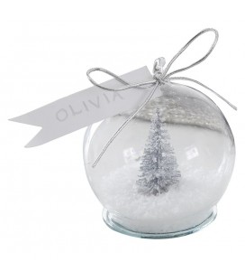 Silver Tree Snow Globe Place Cards