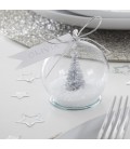 Cartes de Placement Boule à Neige Sapin argent