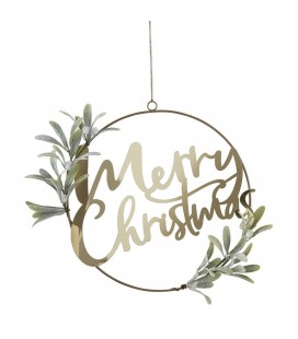 Goldener Merry Christmas Tür-Kranz mit Laub