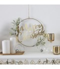 Goldener Merry Christmas Tür-Kranz mit Laub