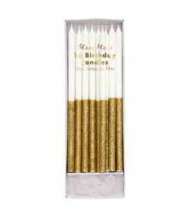 16 Kerzen mit Gold Pailletten