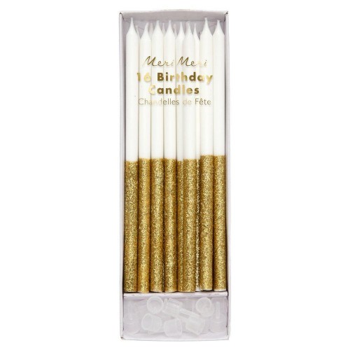 16 Gold Glitter Candles