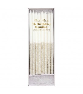 16 Silver Glitter Candles
